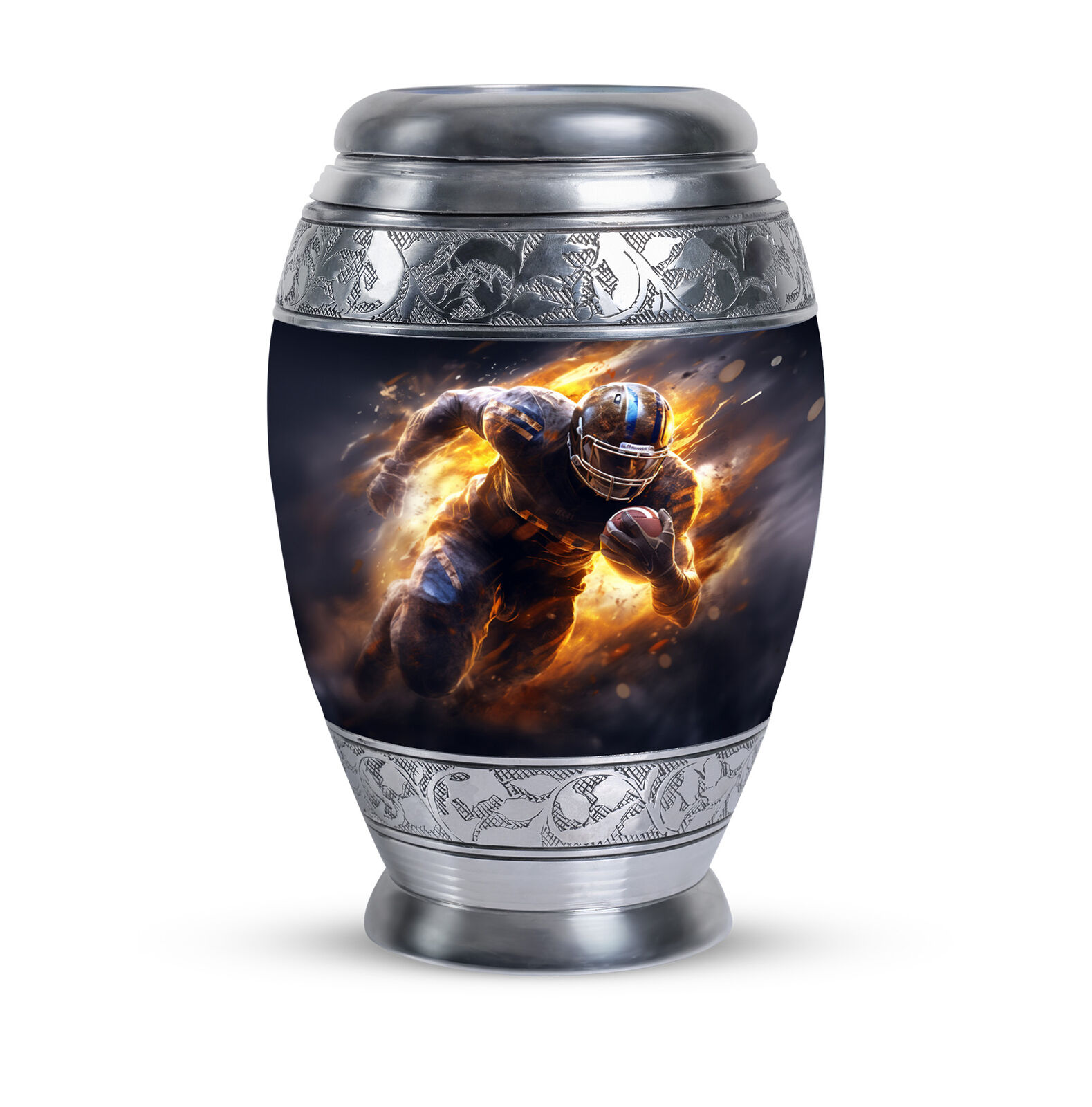 Flaming Football Player Charging Ahead Cremation Urns For Adult Ashes Women