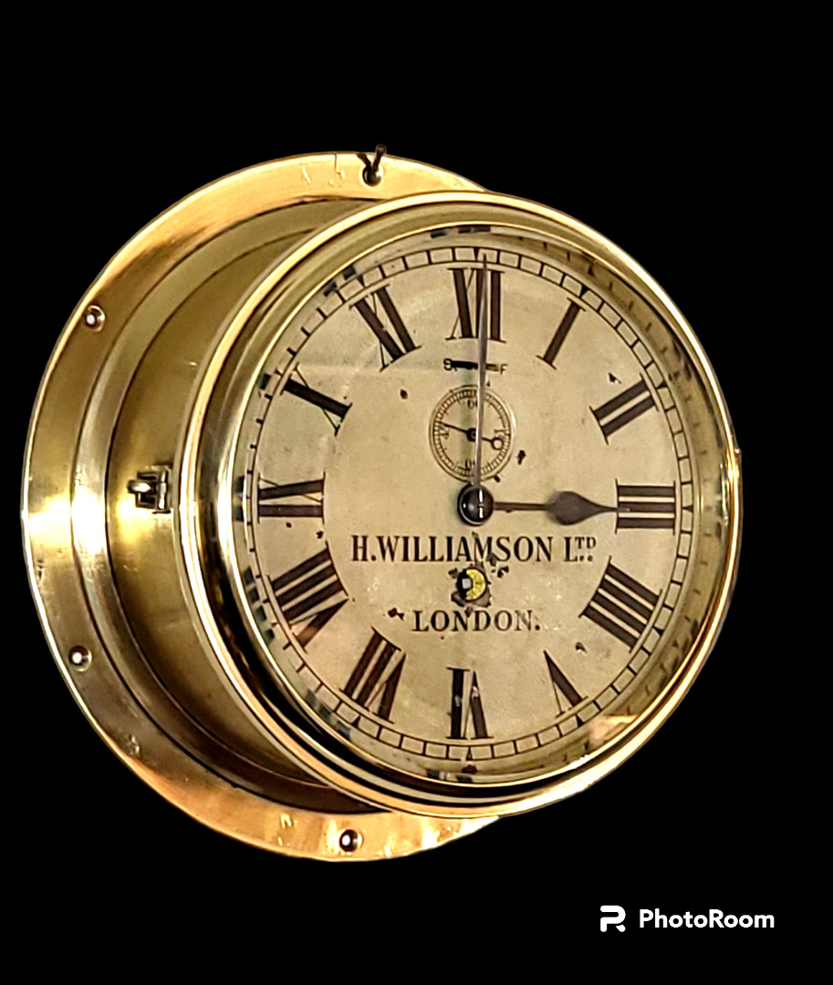 RARE 1911 Marine Clock by H. Williamson, Ltd. London Astral 9-jewel platform mvt