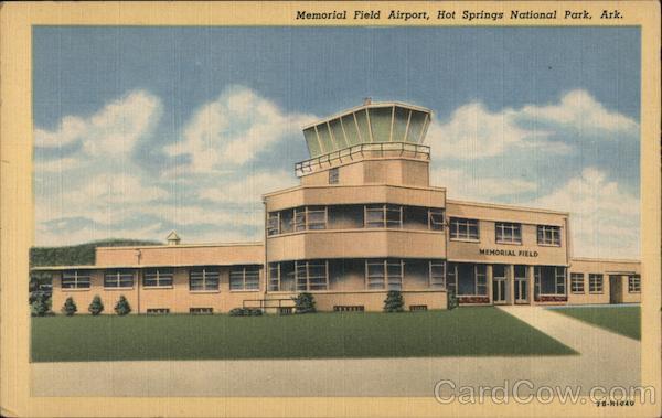Memorial Field Airport Woodcock Mfg. Co. Linen Postcard Vintage Post Card