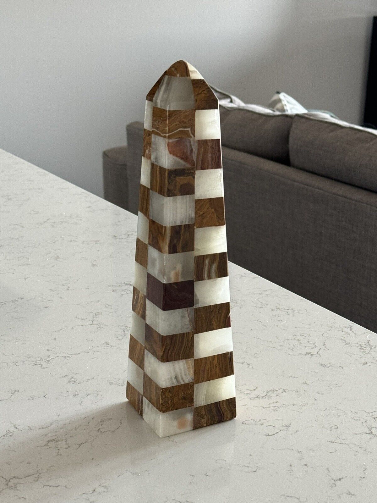 Granite Stone Tessellated Obelisk Tower Healing 11 Inches