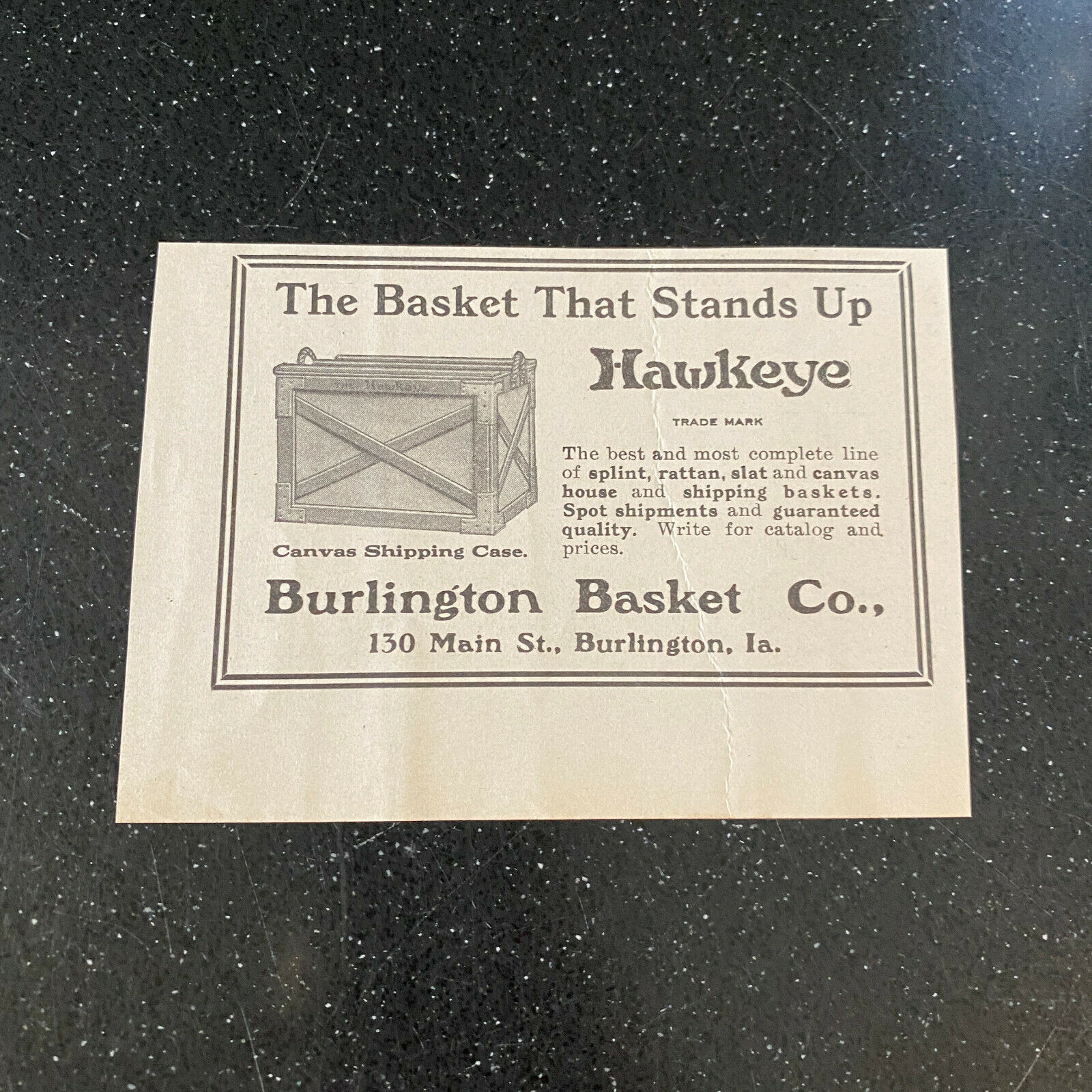 1912 Burlington Laundry Basket Co Iowa Hawkeye Vtg Magazine Print Ad