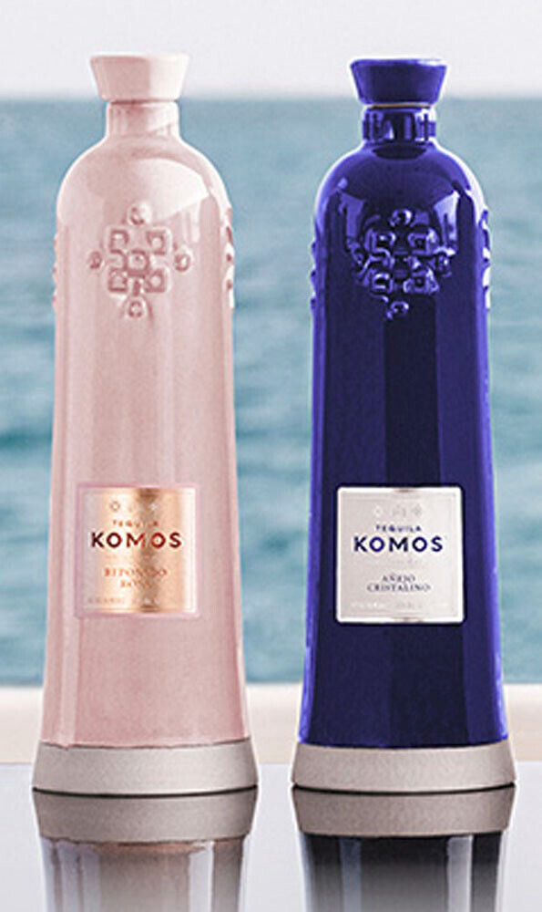 2Top Shelf Tequilas: Komos Anejo Cristalino & Reposado Rosa Empty Bottles 750 ml