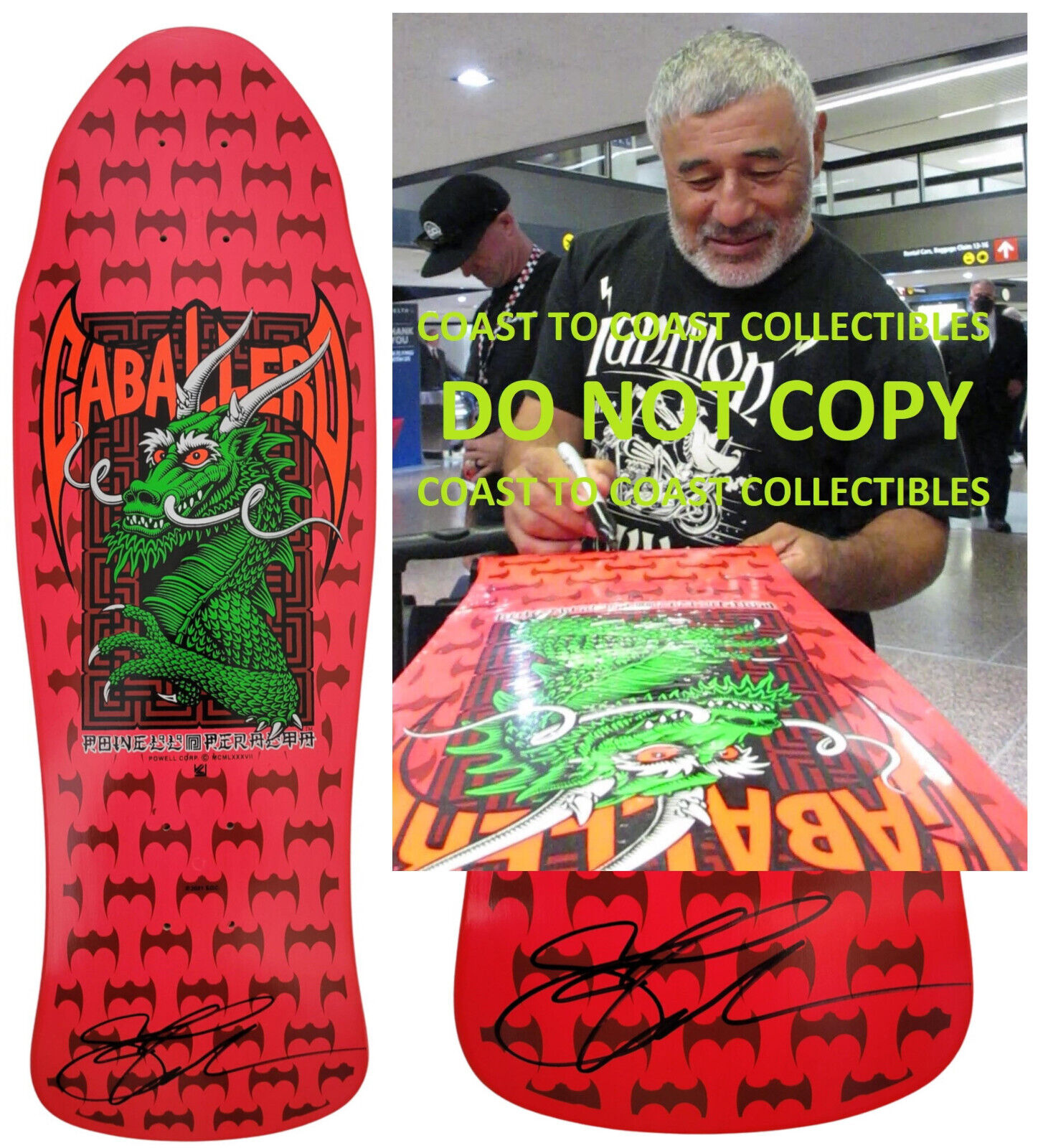 Steve Caballero signed Powell Peralta skateboard Deck proof COA autographed.