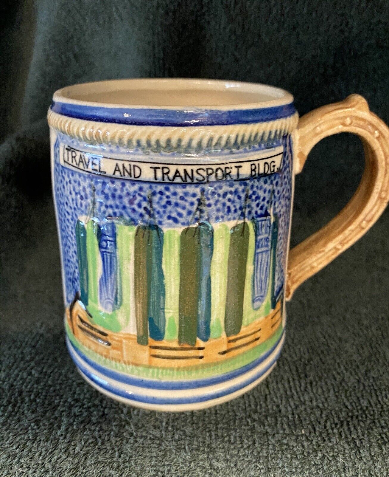 1933-34 CHICAGO WORLDS FAIR MUG TRAVEL & TRANSPORT HALL OF SCIENCE MADE IN JAPAN