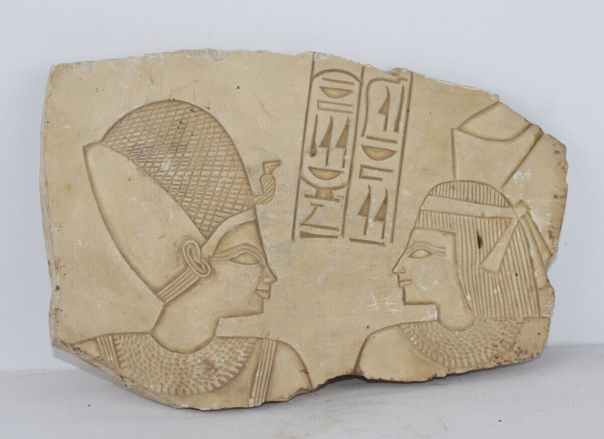 RARE ANCIENT EGYPTIAN ANTIQUE RAMSES II And Nefertari Fragment Stella Stela (B0)