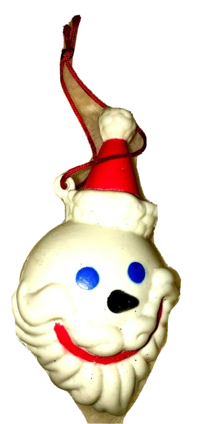 Snowman Ornament Antique Santa with Hat, Rubber, 2.5 inch  VTG Collectible 