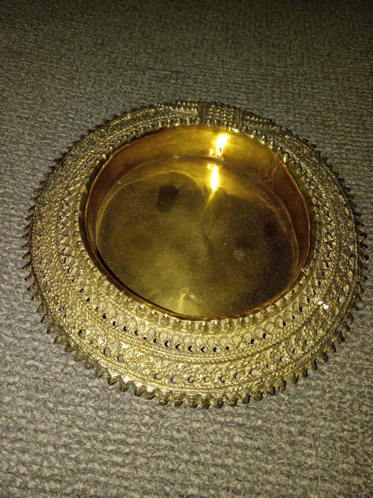 Vintage Unused Dhokra Damar Brass Ashtray Handcrafted Traditional Ankle Bracelet