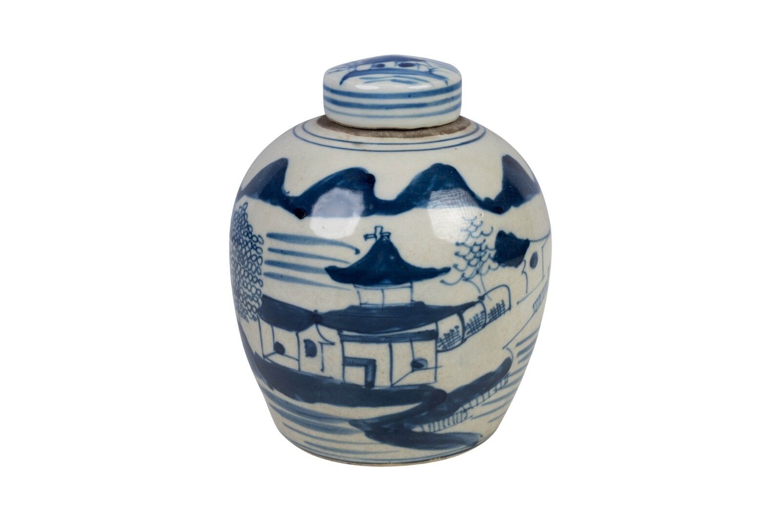 Beautiful Blue and White Landscape Motif Porcelain Ginger Jar 6\