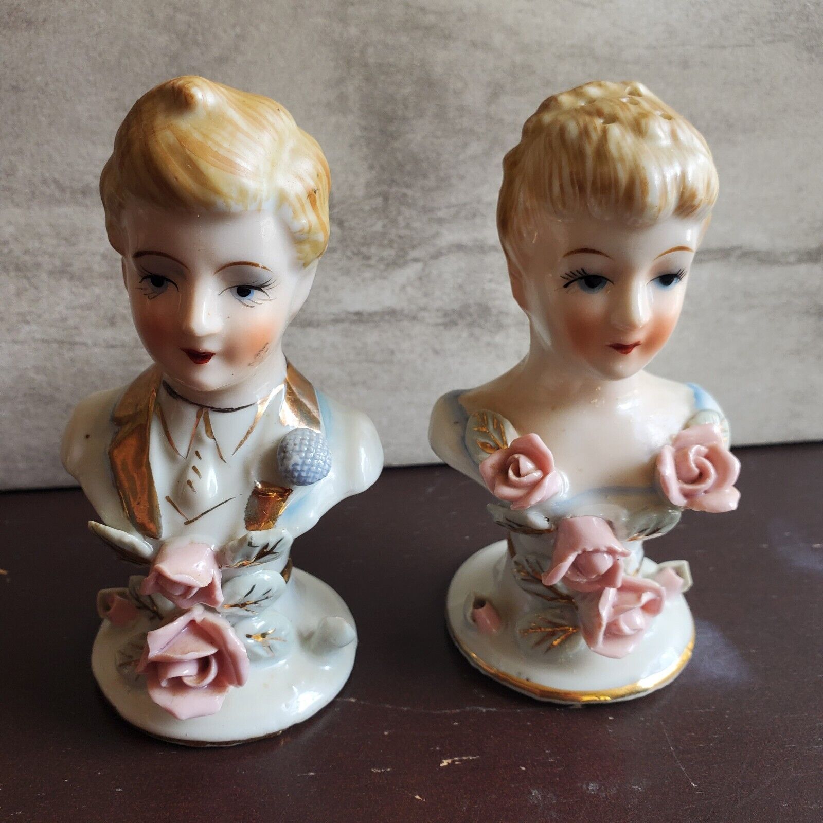 Vintage Ceramic Salt & Pepper Shakers Wedding Couple Man Woman 4\