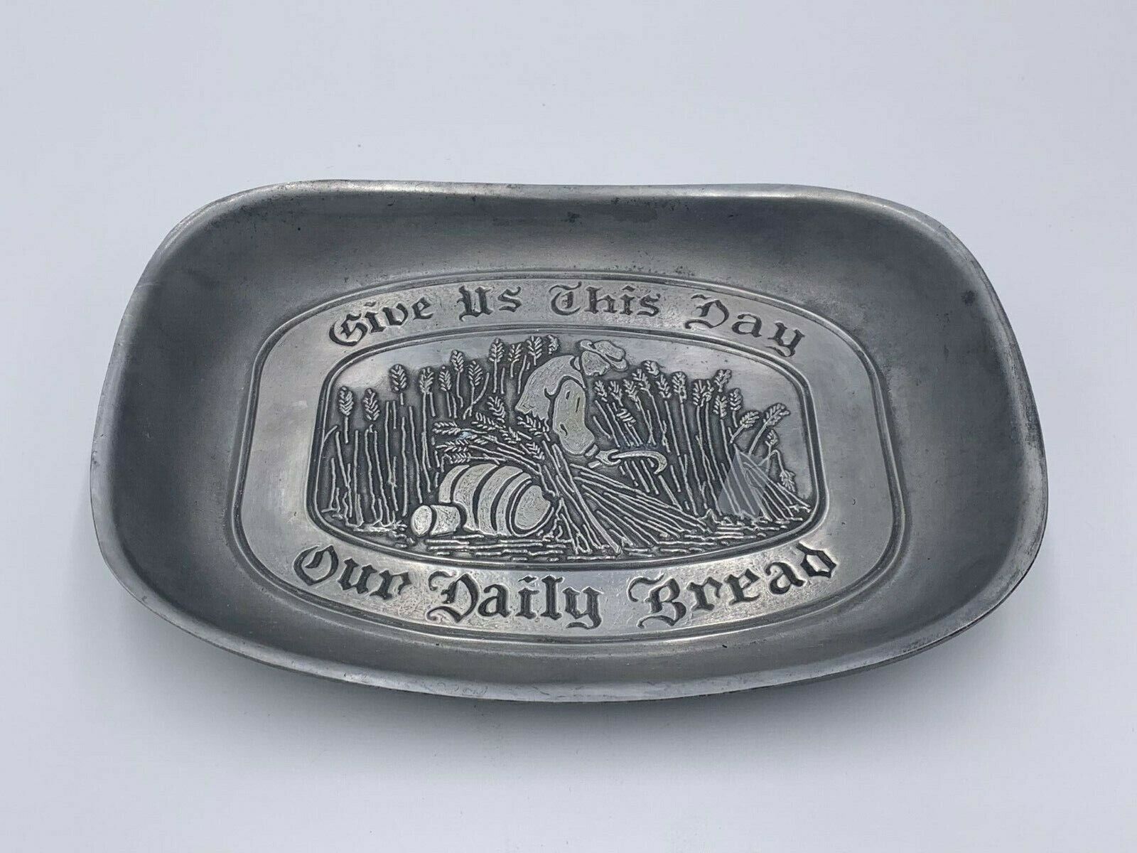 Craftman Pewter Tray Platter Dish, Give Us This Our Daily Bread
