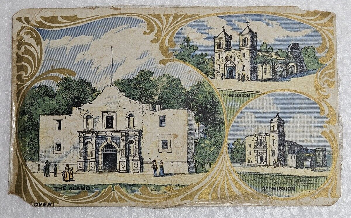 1899 Victorian Advertising Trade Card San Antonio International Fair The Alamo