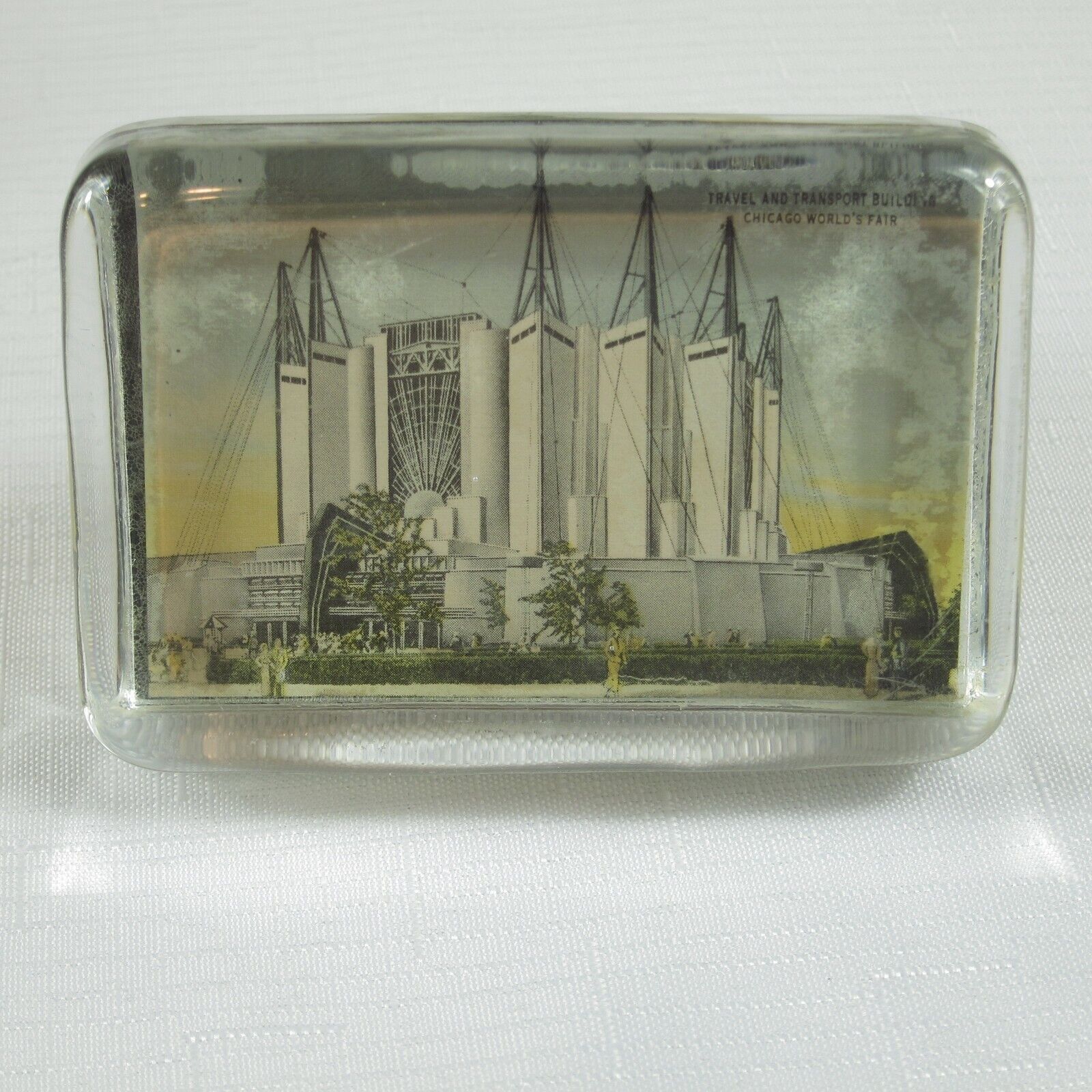 1933-1934 Chicago Worlds Fair Souvenir Glass Paperweight Travel & Transportation