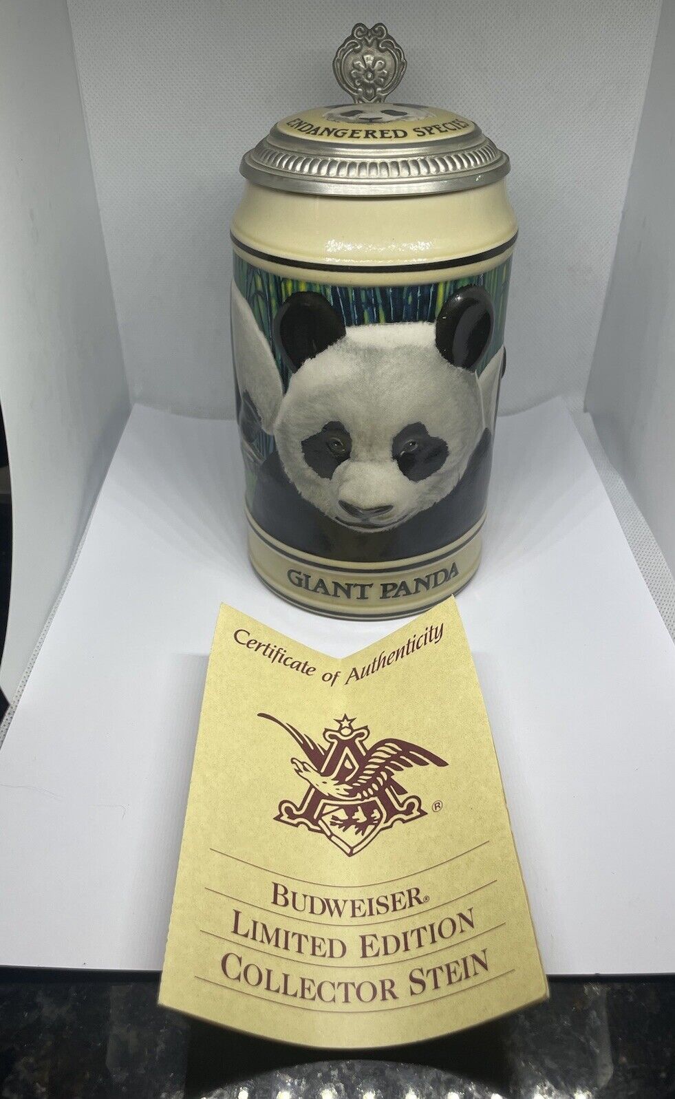 CS173 Anheuser Busch stein Giant Panda Endangered Species #4 1992