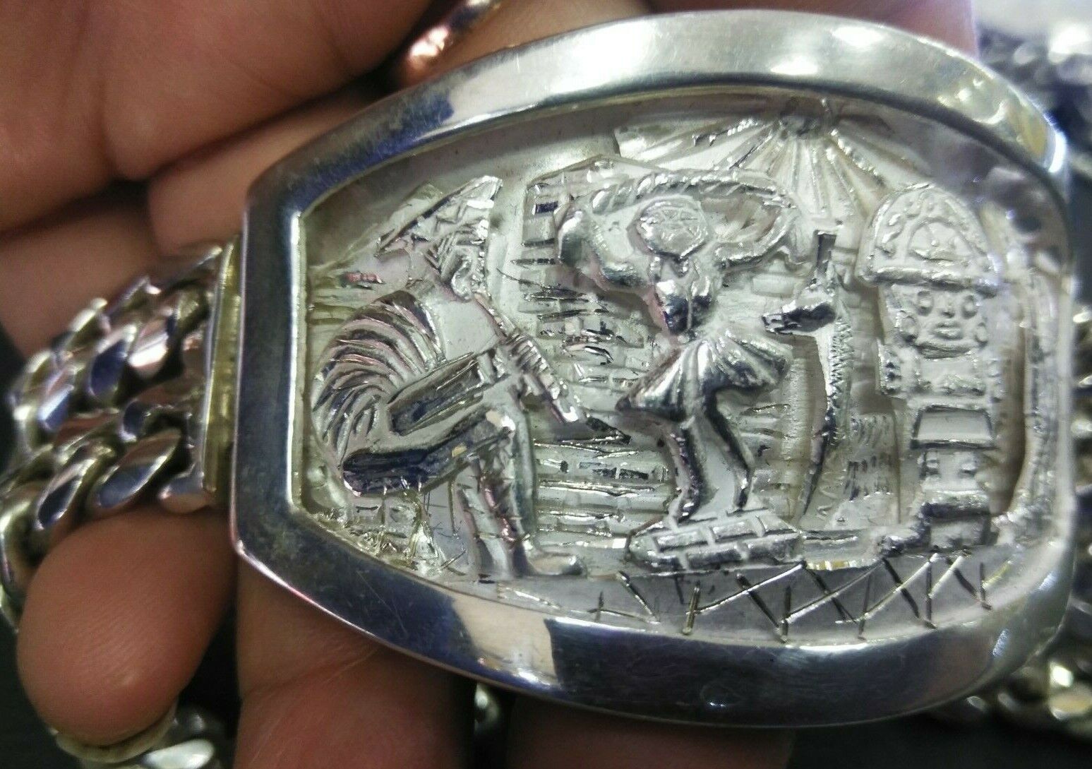 Handmade Peruvian Bracelet 950 sterling silver - with 