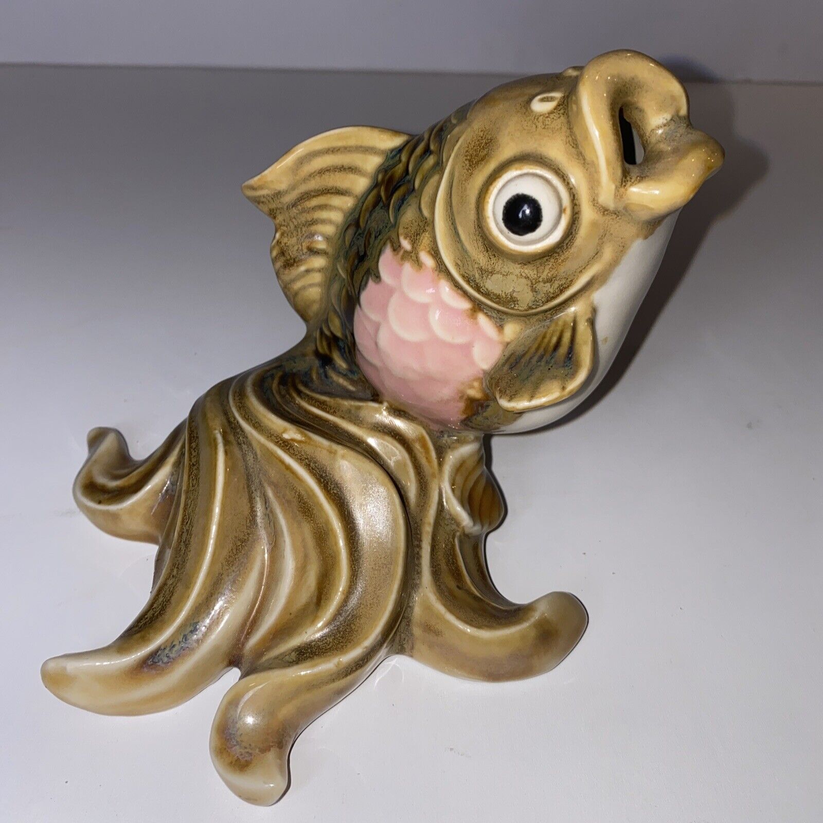 Vintage Chinese Art Pottery Ceramic FISH Figurine