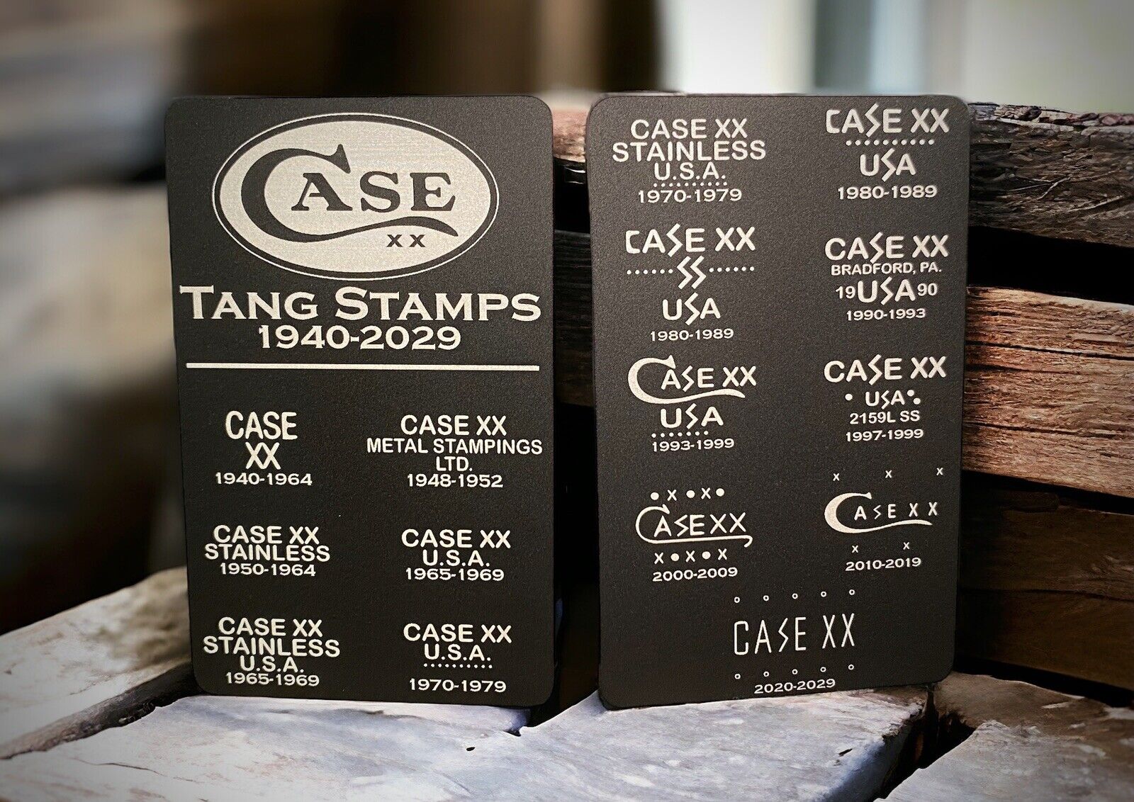 Case Knife Tang Stamp Identification Chart Metal Business Card