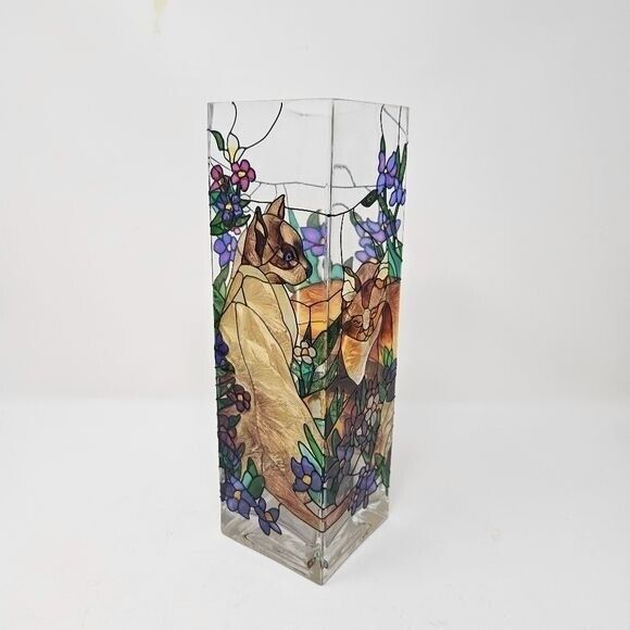 Joan Baker Tiffany Cats Vase Handpainted