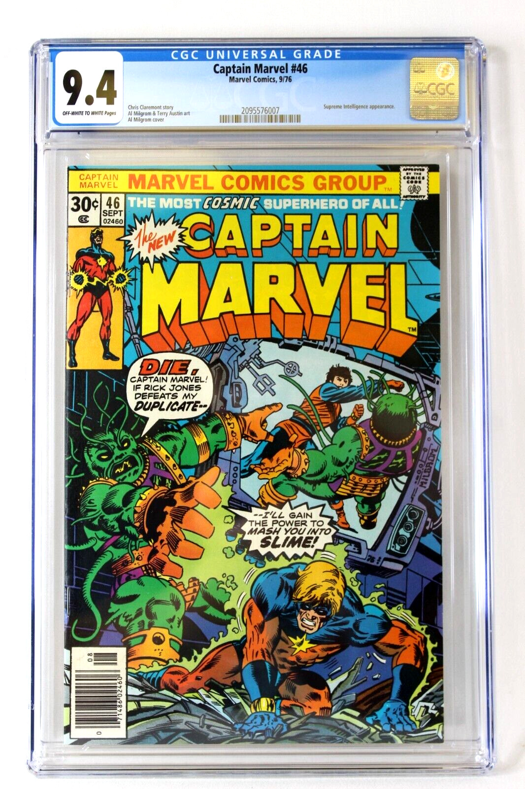 Captain Marvel #46 CGC 9.4 Universal Blue Label 1976 Supreme Intelligence