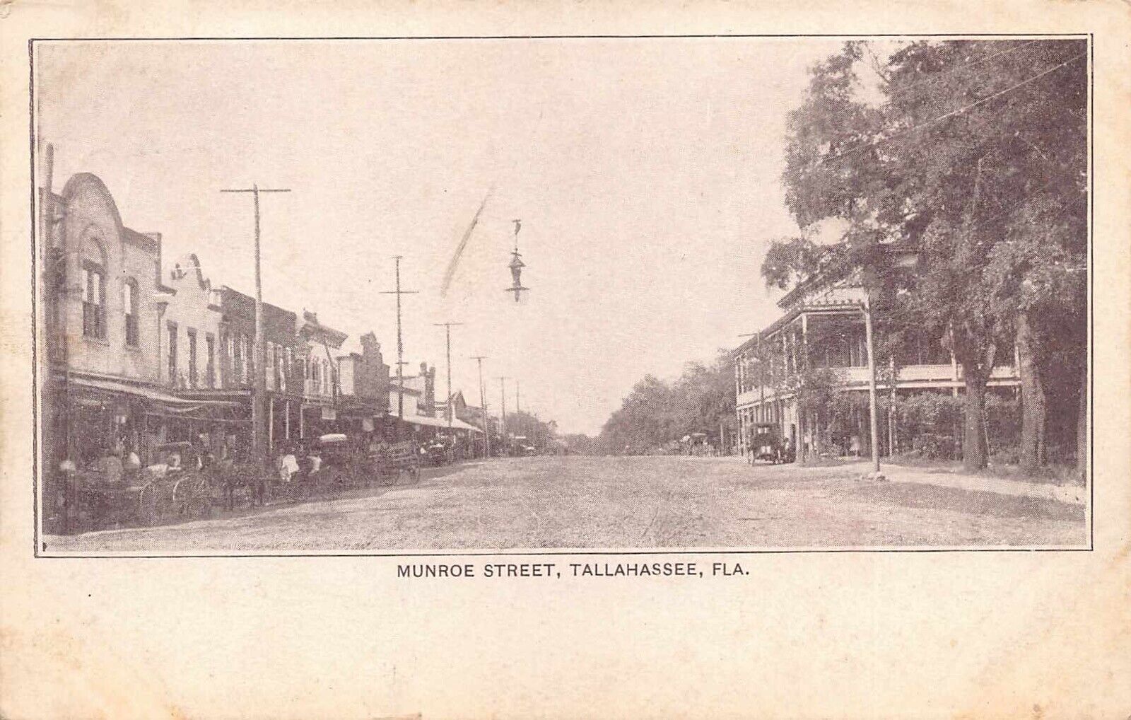 FL 1900’s VERY RARE EARLY VIEW Monroe Street at Tallahassee, FLA - LEON COUNTY