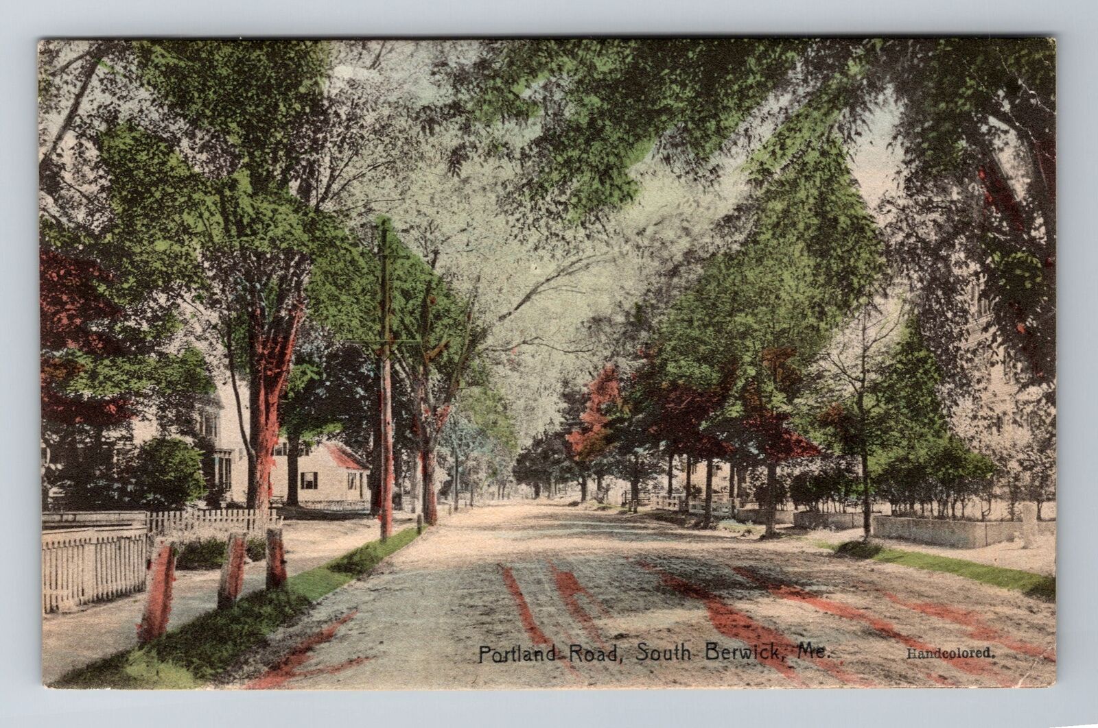 South Berwick ME-Maine, Portland Road, Antique Vintage Souvenir Postcard