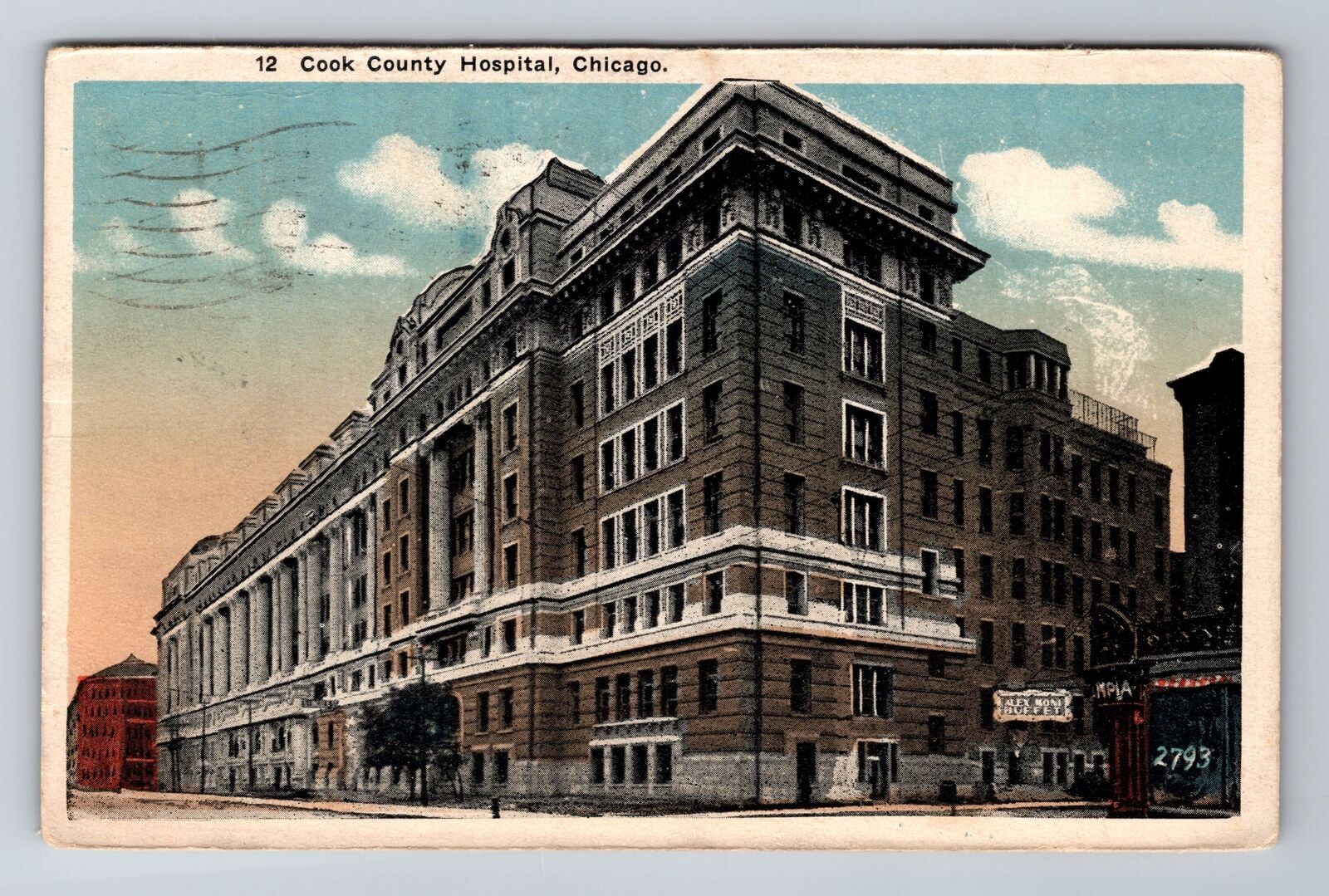 Chicago IL-Illinois, Cook County Hospital, c1919 Vintage Postcard