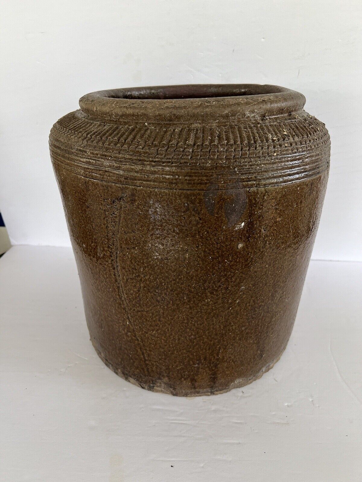 CHINESE QING DYNASTY LARGE (4 GAL)   SALTY EGG POTTERY JAR