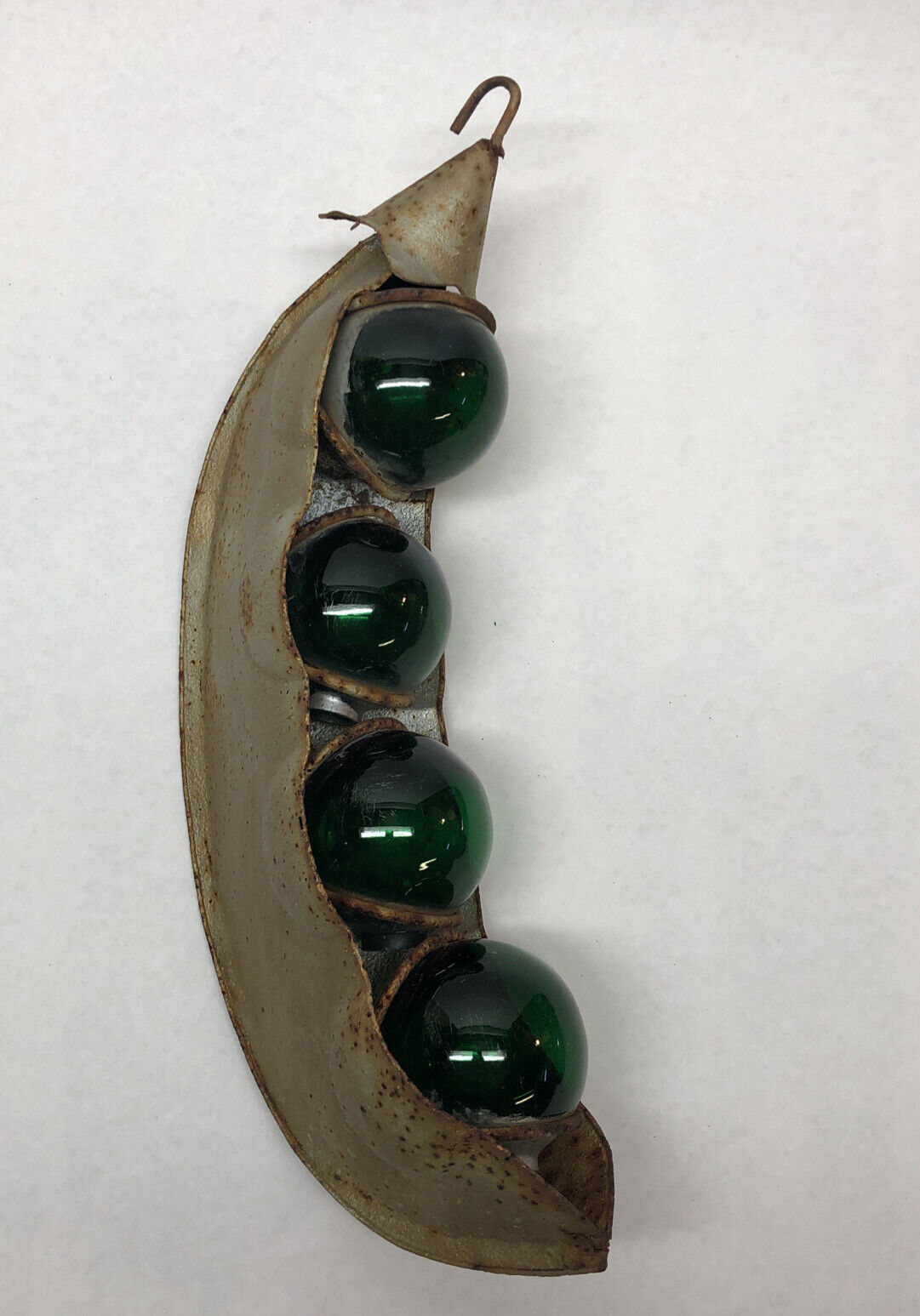 Rustic Glass Ornament Peas In A Pod Decor, Glass & Metal