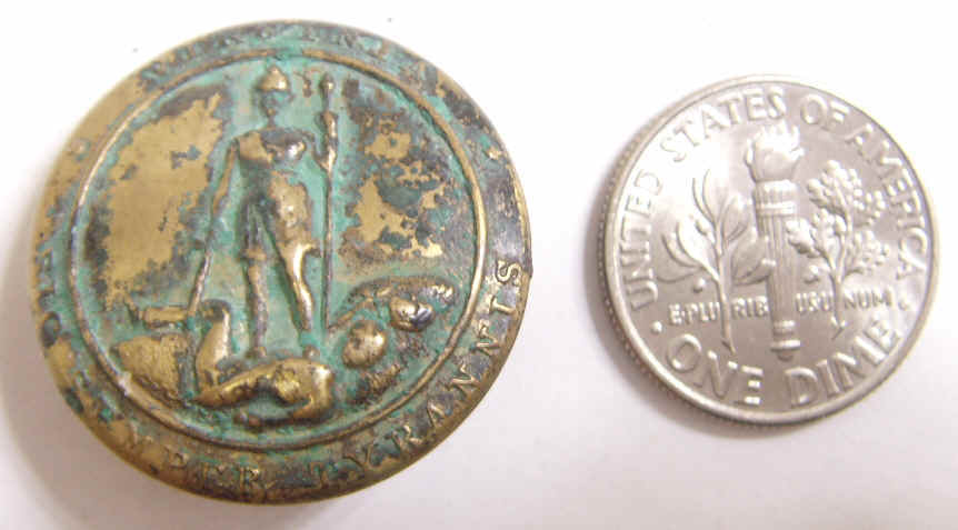 1860s american civil war era dug antique virginia button semper tyrannis 45820