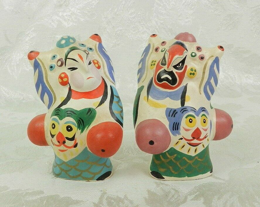 2 Chinese Peking Opera Ceramic Figurines Japanese Kabuki 4\