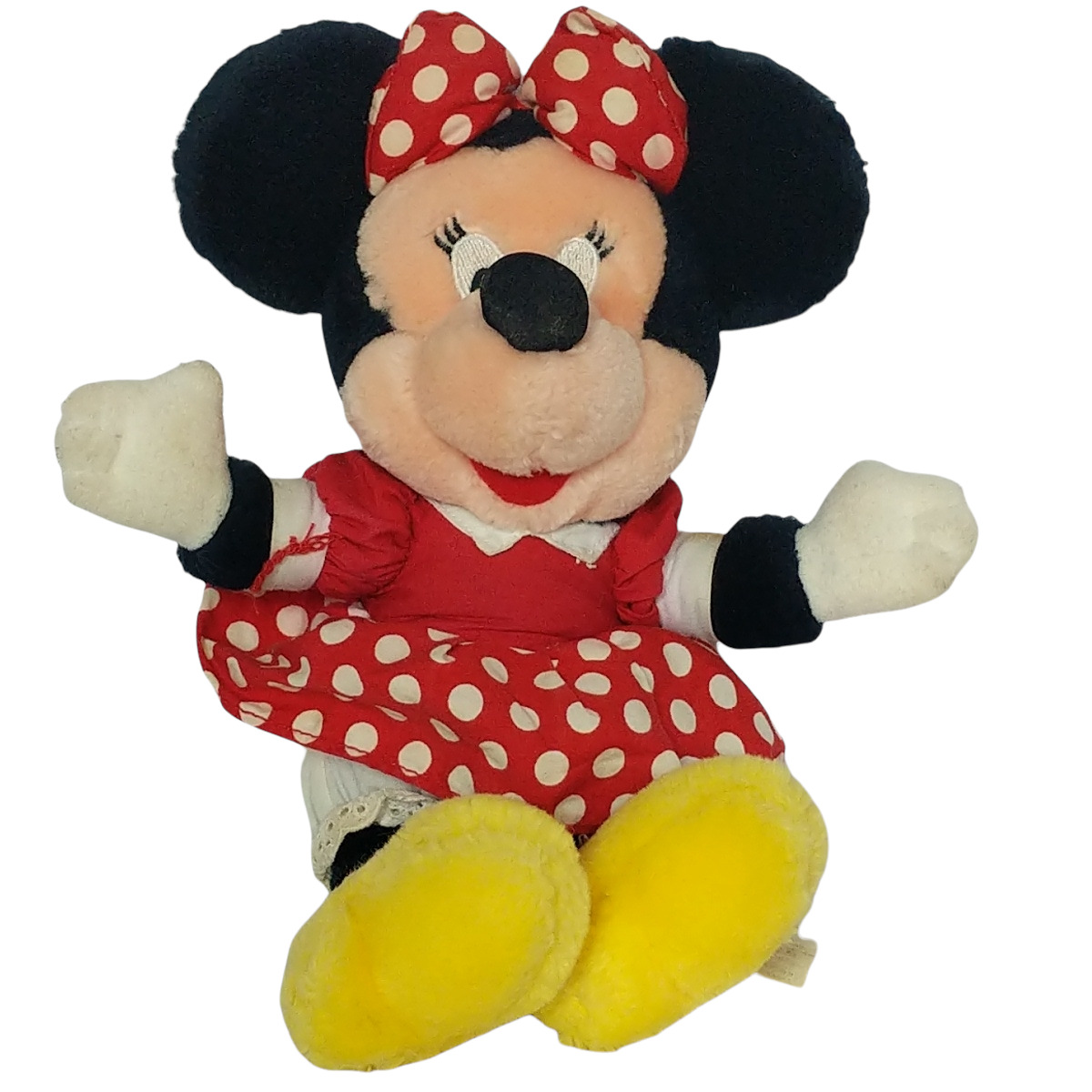 Vintage Disney World Land Minnie Mouse Polka Dot Dress Stuffed Animal 11.5\