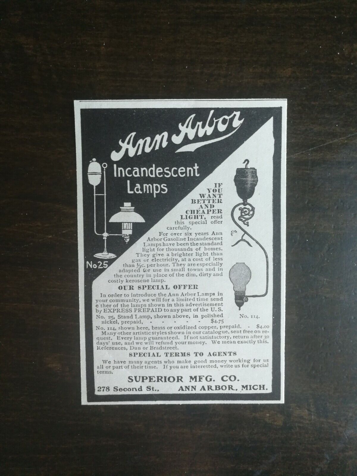 Vintage 1907 Ann Arbor Incandescent Lamps Original Ad
