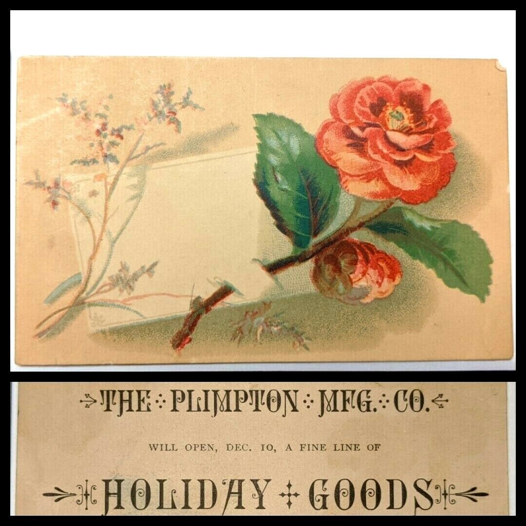 c1880s Hartford, CT Plimpton Holiday Open House Trade Card Christmas Asylum C53