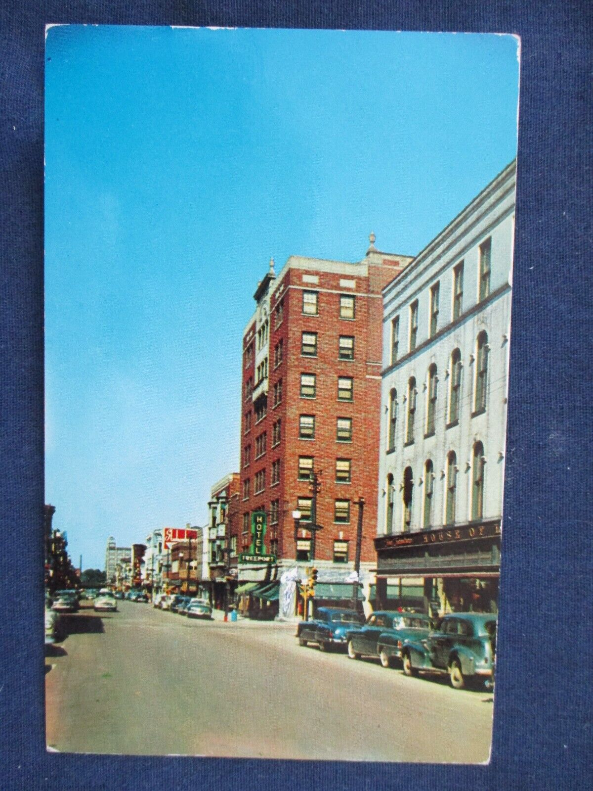 1962 Freeport Illinois Street Scene Postcard & Cancel