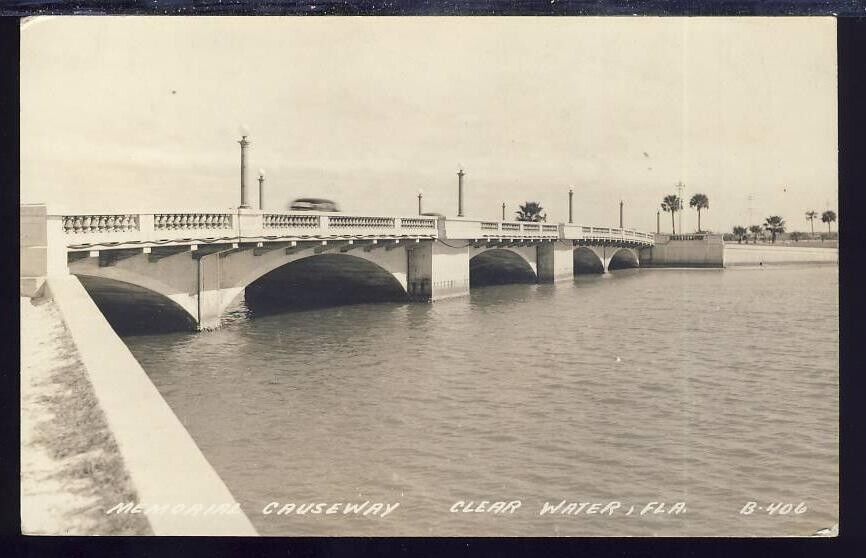 VTG Real Photo Postcard EKC 1930-50 Clearwater Florida, Memorial Cruseway, RPPC