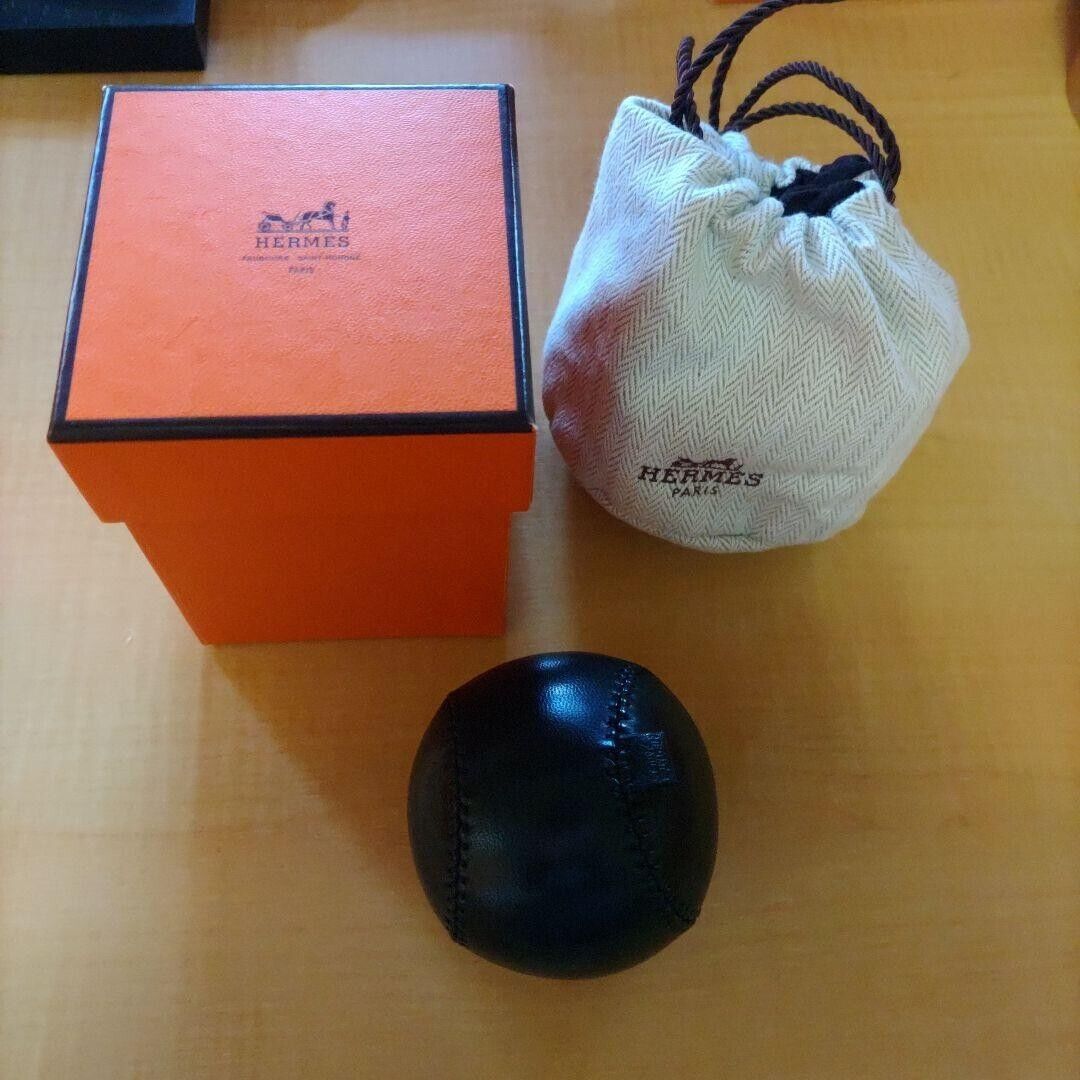 [New and very rare] Hermes leather baseball, black, relax ball