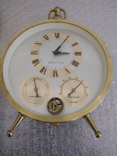 Vintage BULOVA Weather Station Wind Up Alarm Clock 