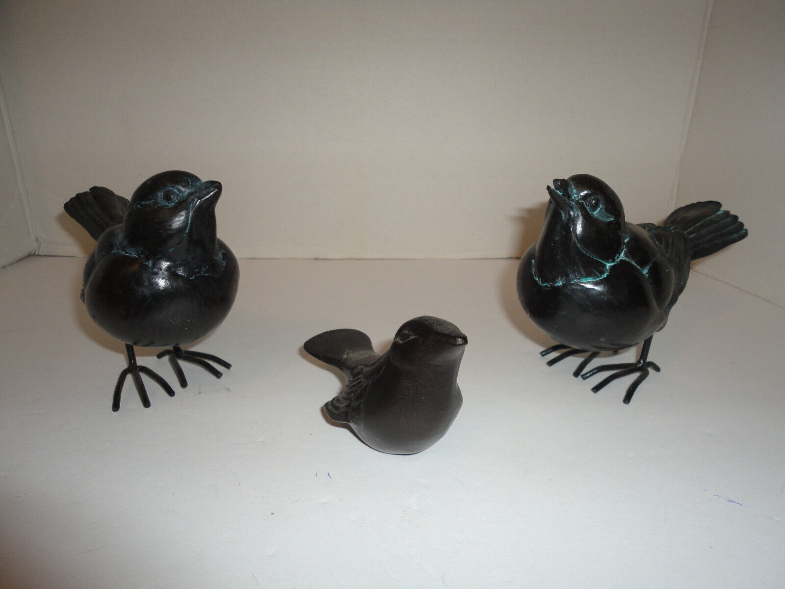 Sculptural Metal Bird Figurines, Black