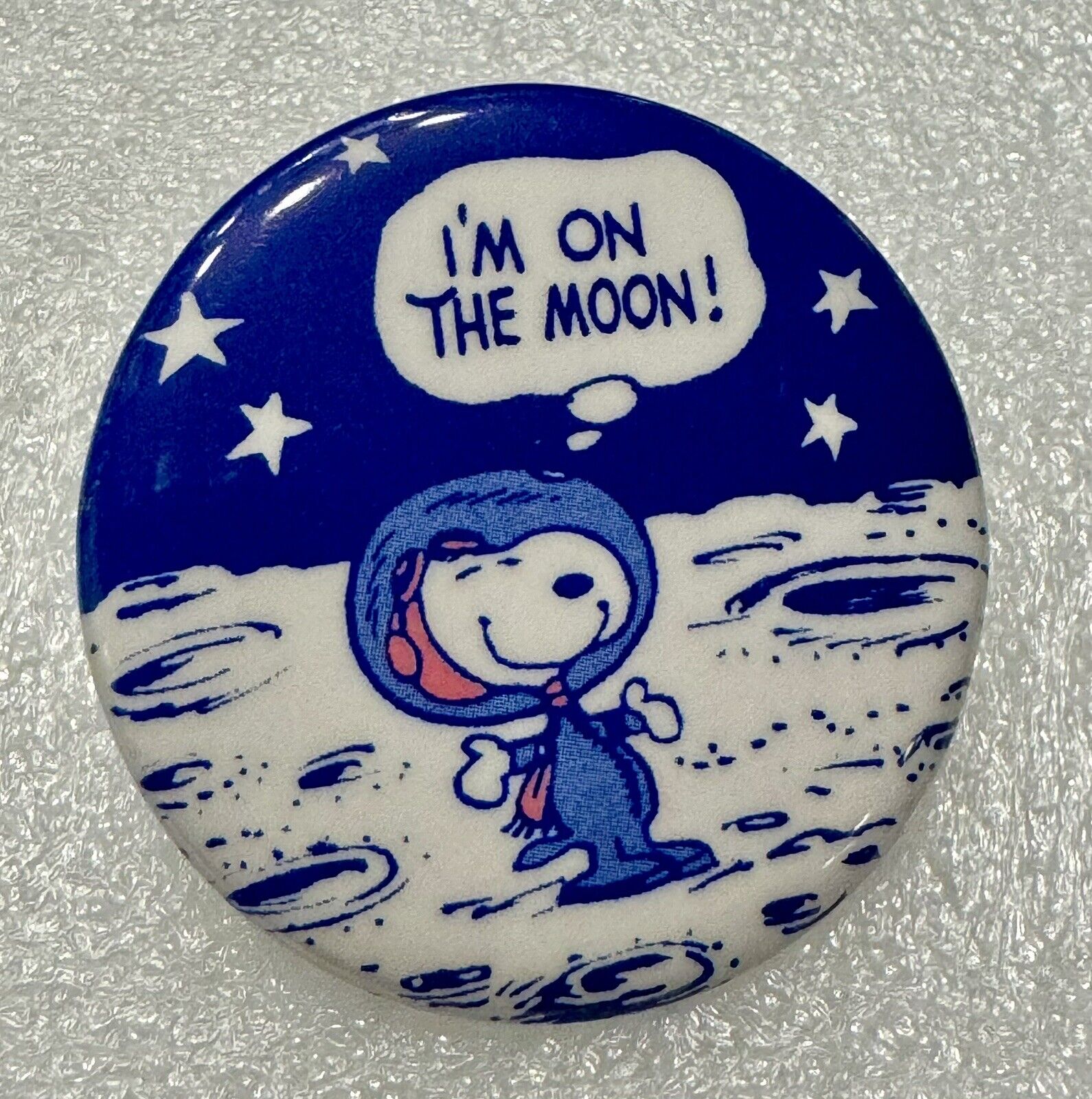 Vintage 1969 Simple Simon Peanuts Snoopy Pinback Button Pin I’m On The Moon