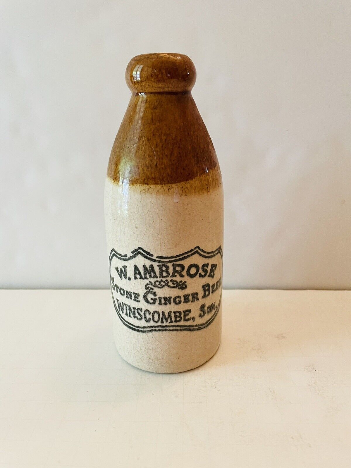 Antique Stone Bottle Ginger Beer W. Ambrose Som., England