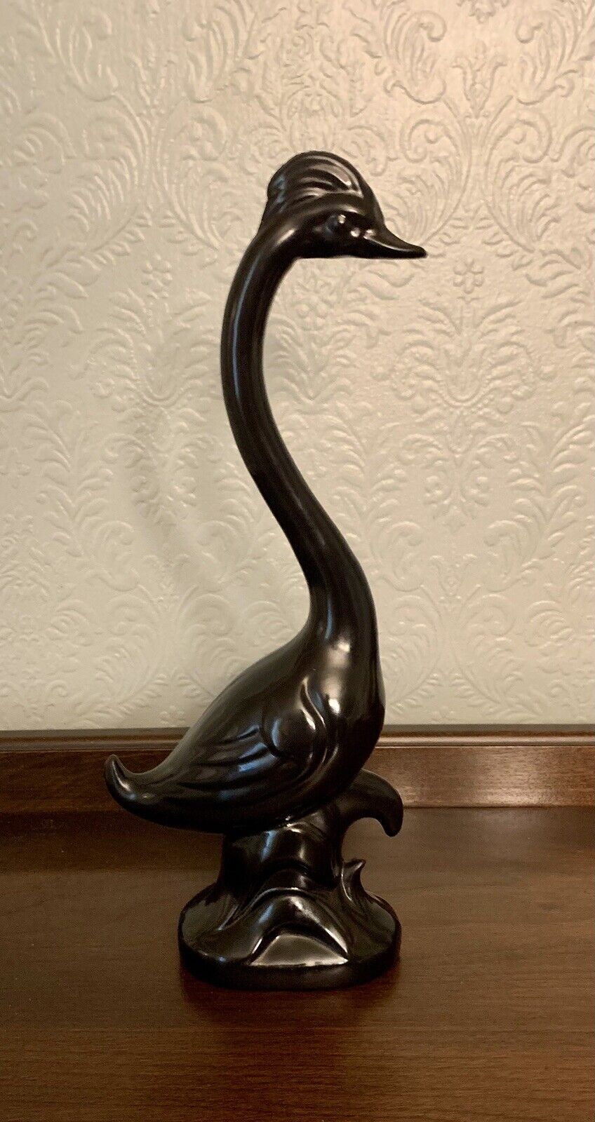 Vintage Ceramic Long Neck Bird Figurine Statue Swan Mid Century Modern Art Deco