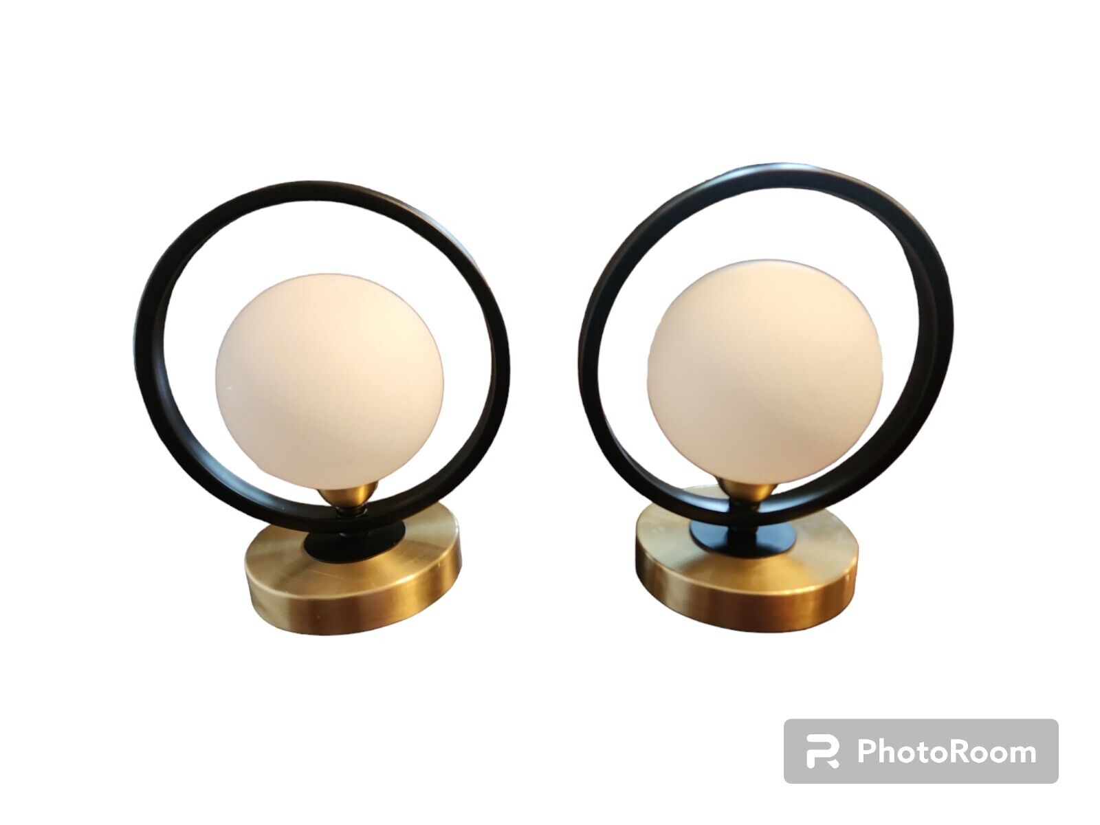 Two Metal Circle Accent Lamps