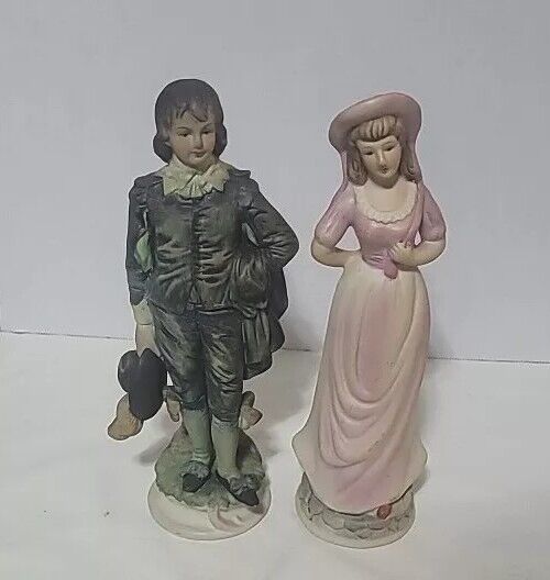 Vintage Blue Boy & Pinkie Porcelain Or Ceramic Figurines Pair Collectable Decor