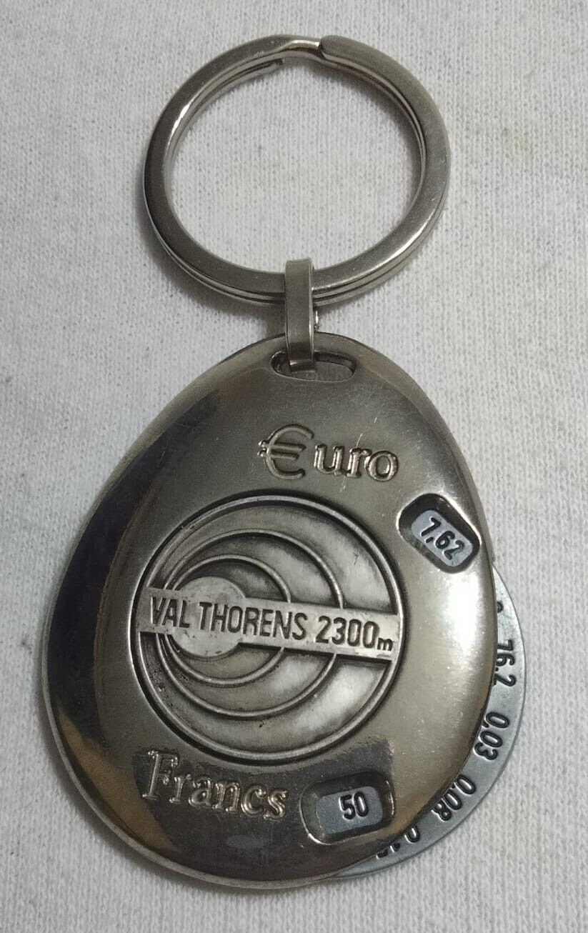 Vintage Luxury Metal keychain Medallion European Franc Converter
