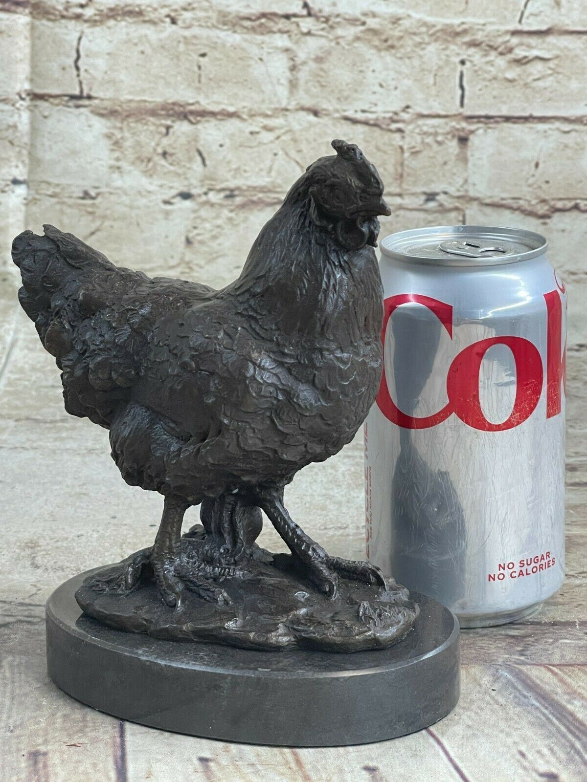Original Bronze Chicken Sculpture Statuette Kitchen Hen Rooster Collectors Sale