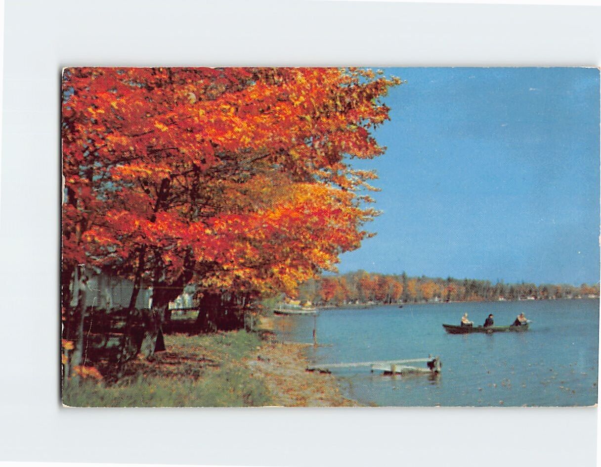 Postcard Autumn Idyl Indian Summer Michigan USA