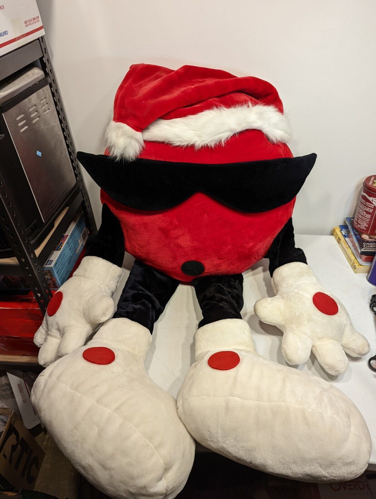 7UP Cool Spot Giant Plush Stuffed Toy w/ Santa hat 1987