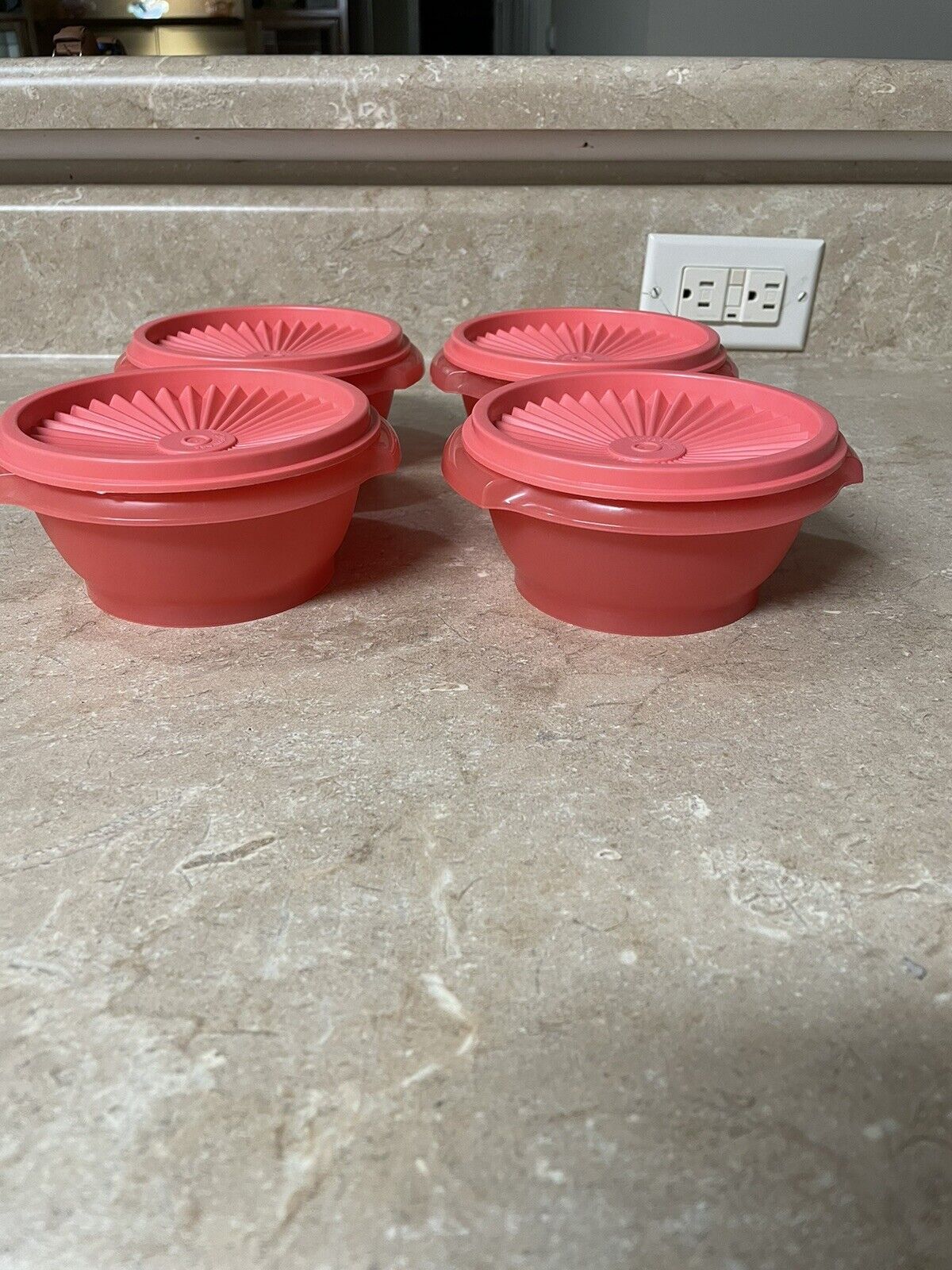 Tupperware Servalier Bowls (4) 10oz Coral Kitchen Food Storage Containers