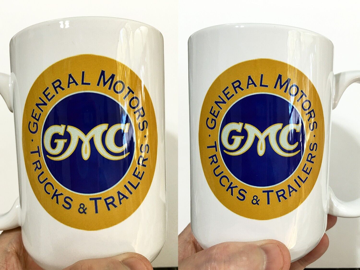 Vintage General Motors GMC Trucks & Trailers Emblem Badge Logo LARGE 15 oz. MUG