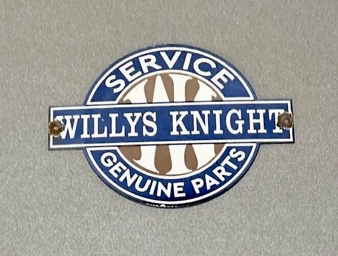 VINTAGE WILLYS KNIGHT SALES SERVICE PORCELAIN SIGN CAR GAS OIL TRUCK