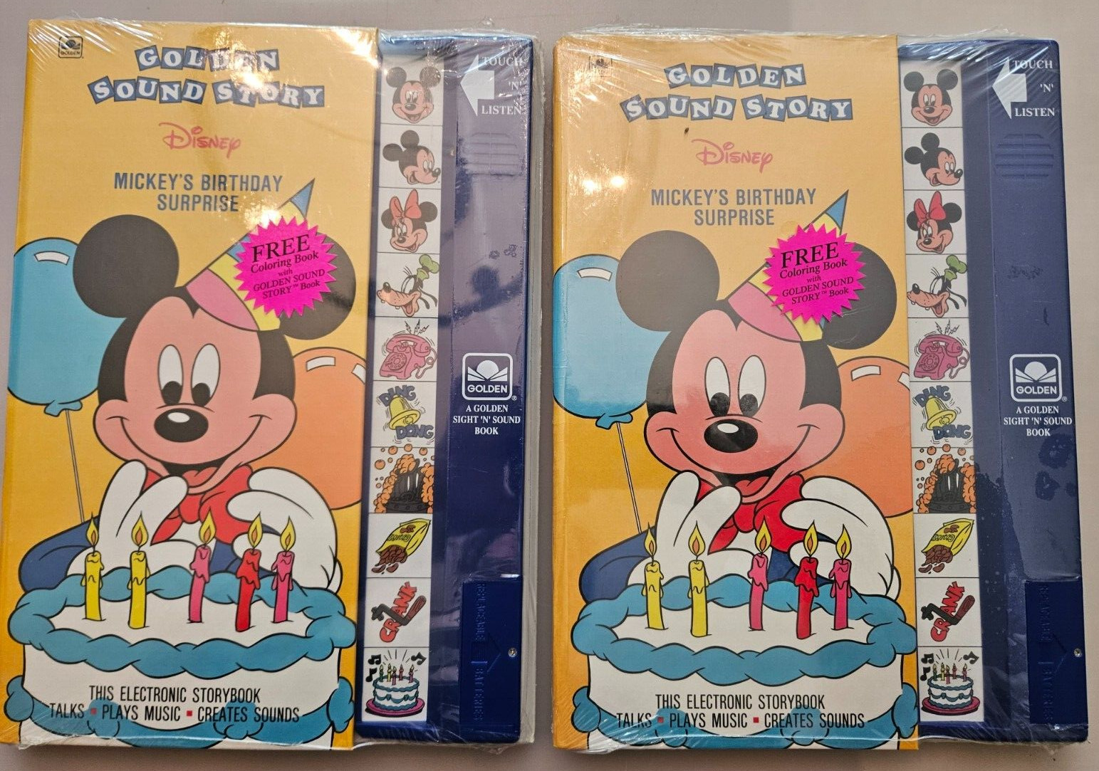 VTG Two Disney Golden Sound Story Mickey`s Birthday Sealed . Read description.